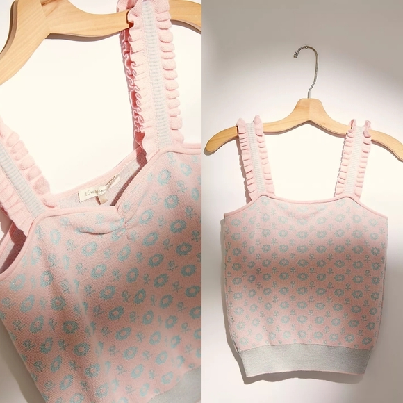 NWT LoveShackFancy Chia Crop Tank Floral Ruffle - Picture 2 of 12
